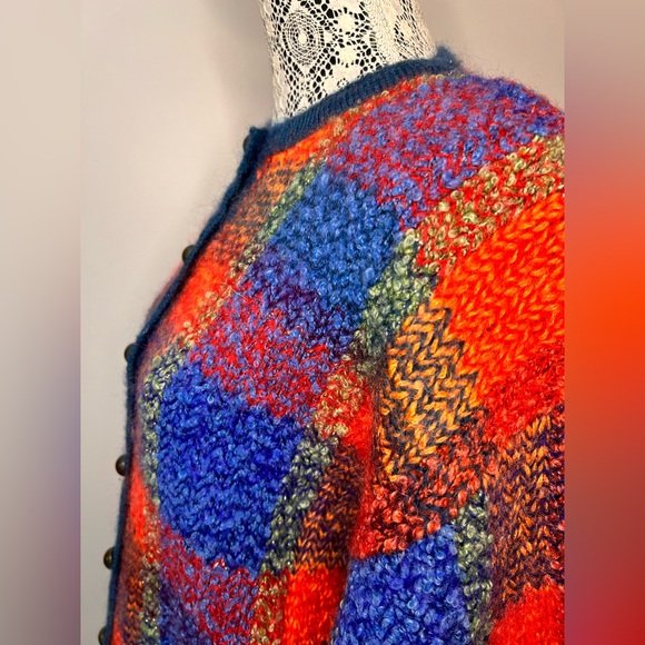 Vintage Allison H mohair plaid oversized sweater cardigan - Picture 6 of 12